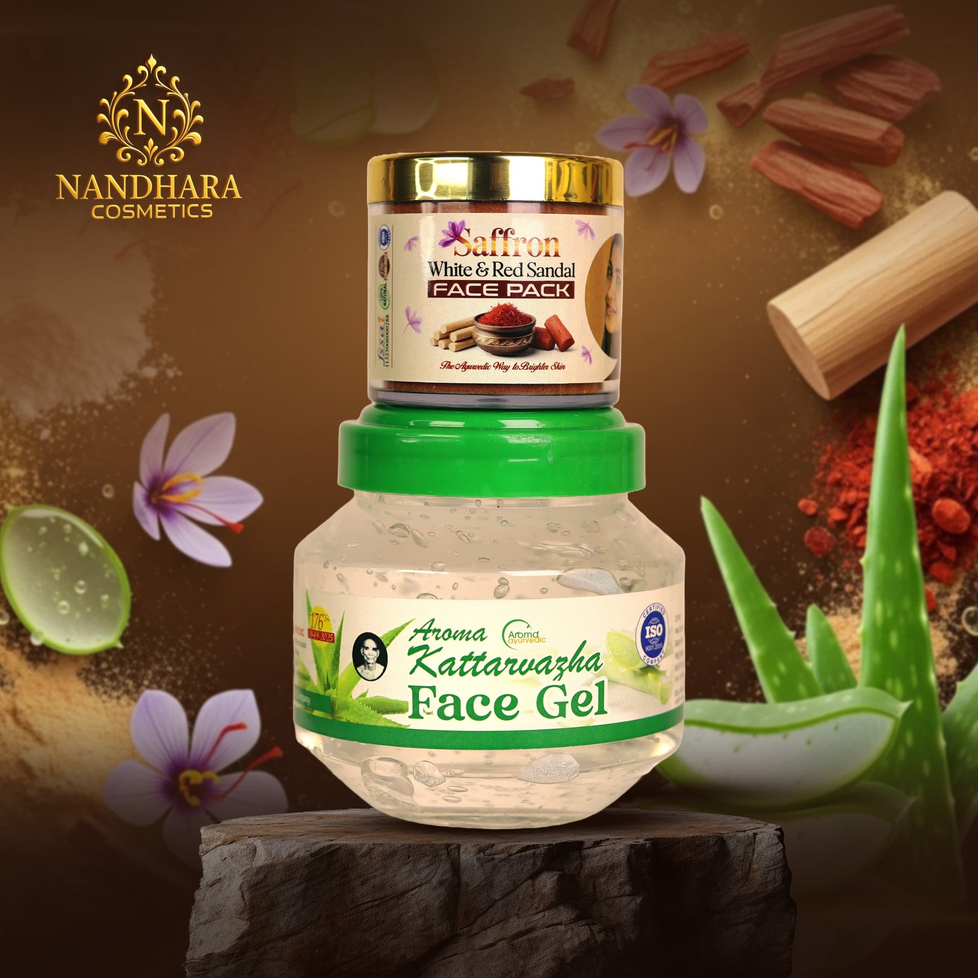Saffron White & Red Sandal Facepack(50gm) & Aloe vera Face Gel(250gm) Combo