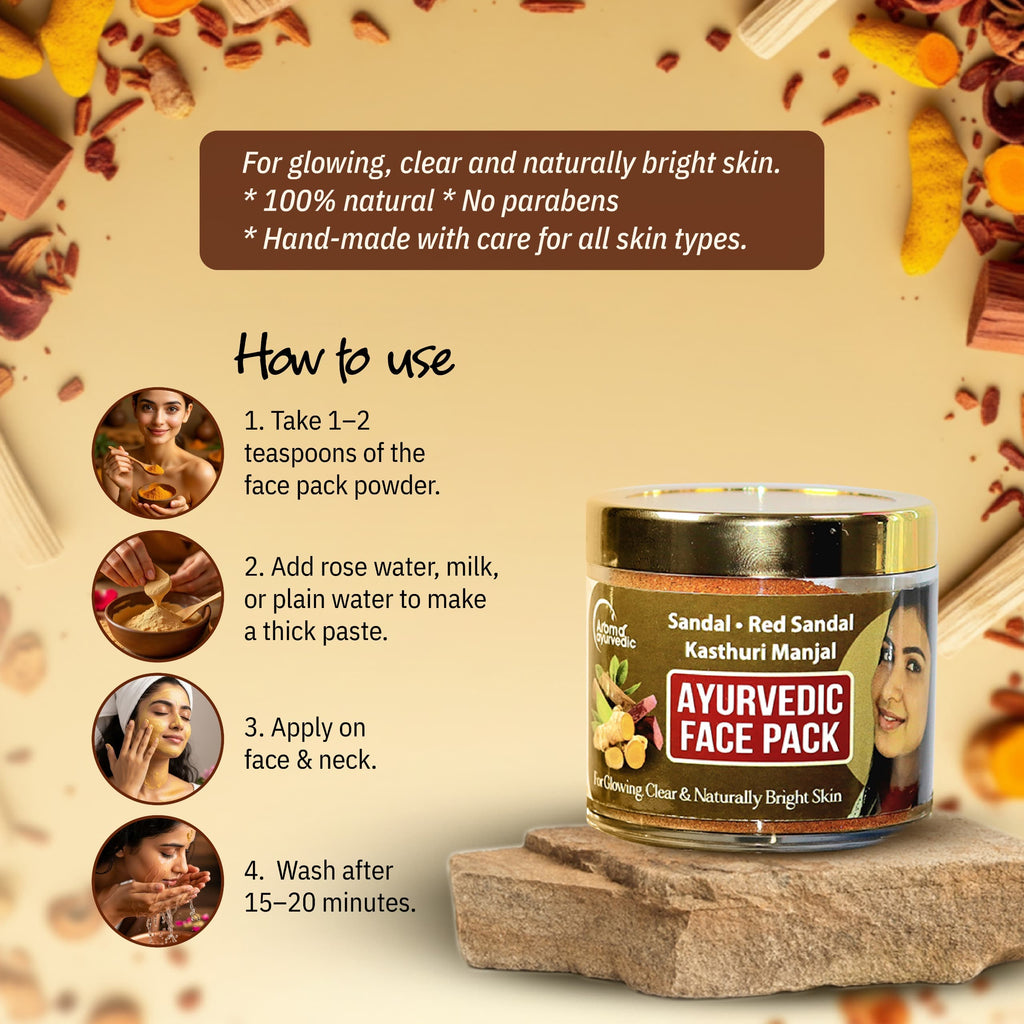 Sandal, Red Sandal, Kasthuri Manjal Ayurvedic Face Pack