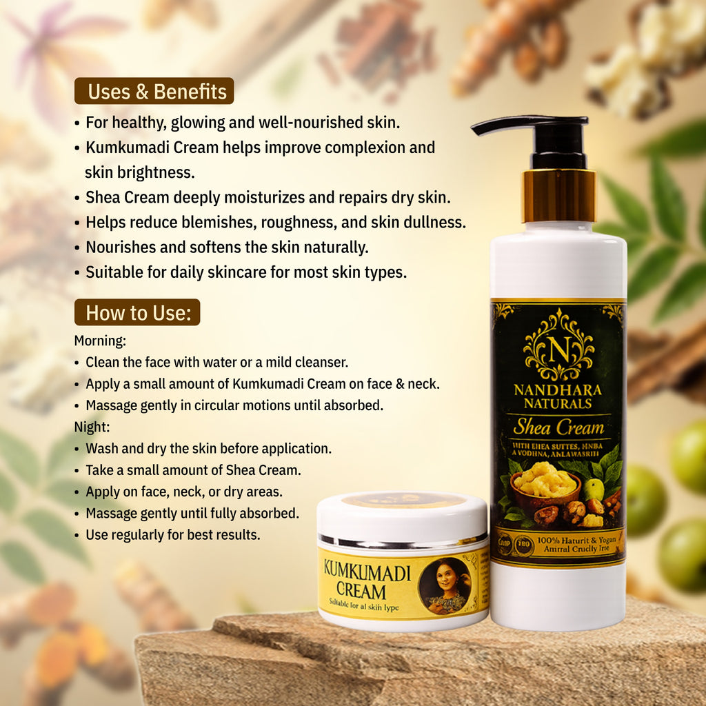 Kumkumadi Cream 50gm+Shea Cream200gm (Combo)