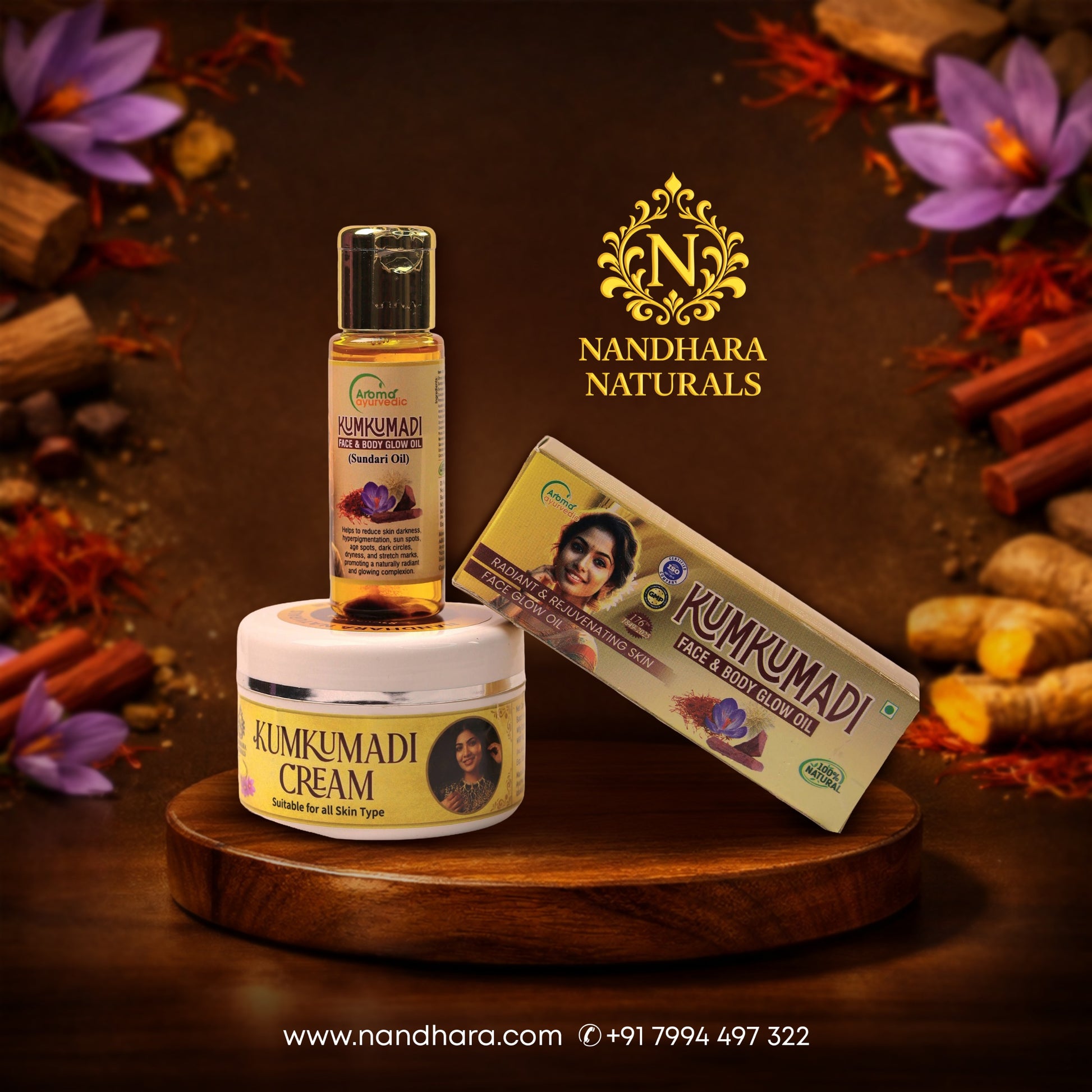 Kumkumadi Glow Oil 30ml+Kumkumadi cream 50gm