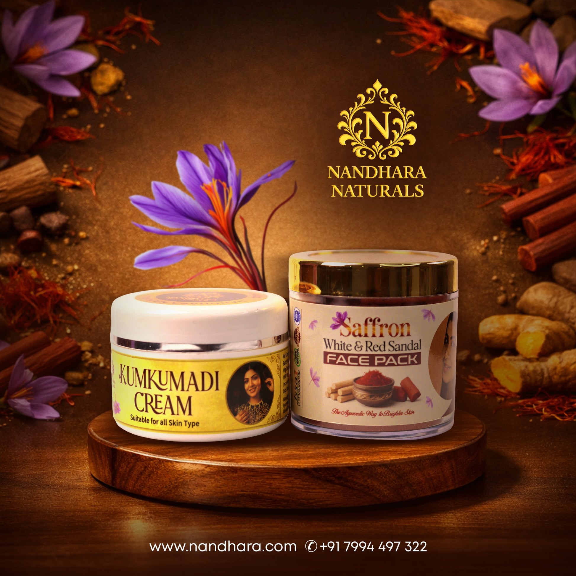 Kumkumadi cream 50gm+saffron face pack50gm (Combo)