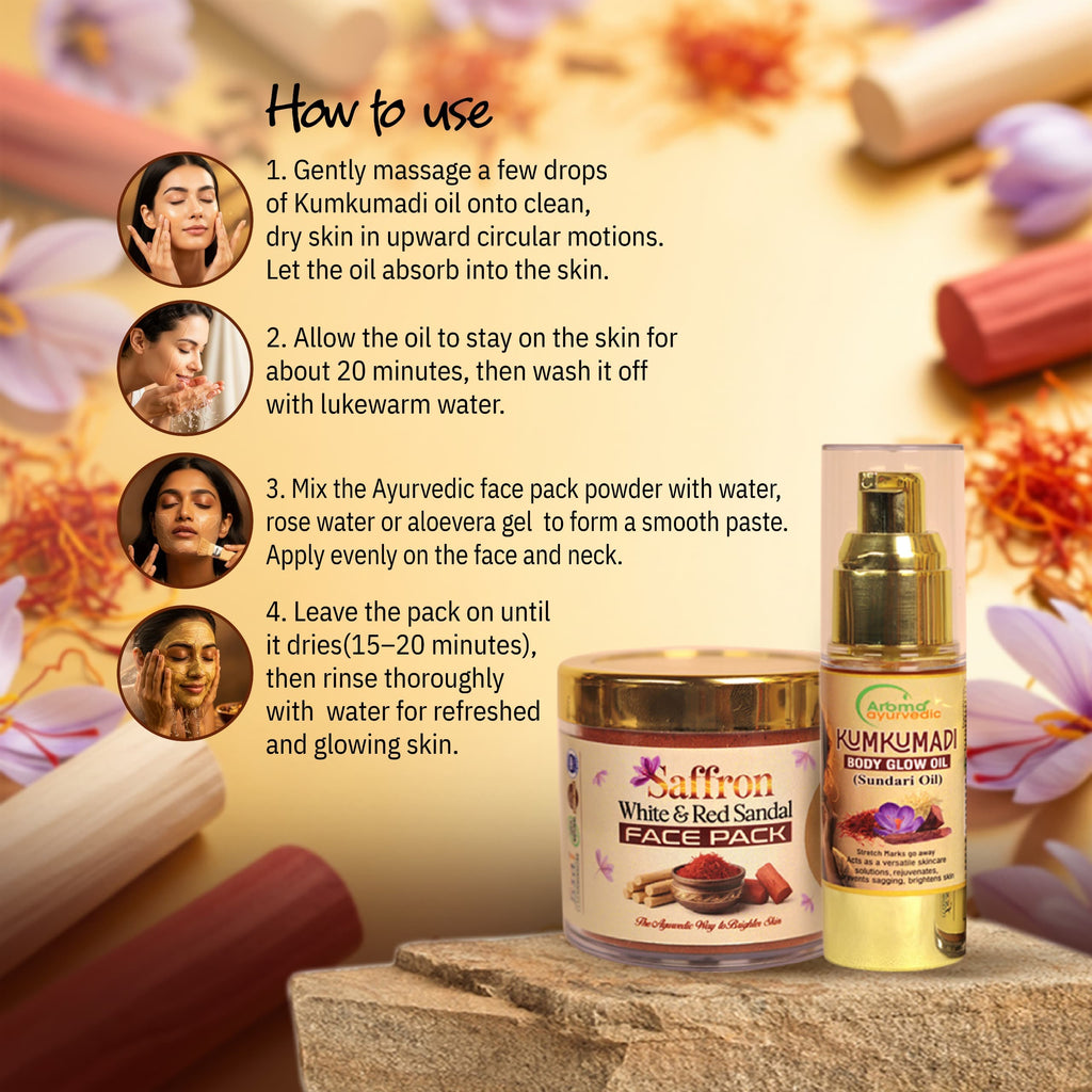Saffron White & Red Sandal  face pack(50 gm) & Kumkumadi Oil (30ml) Combo