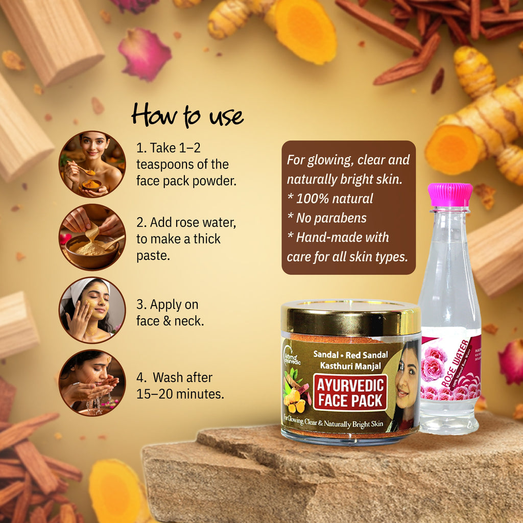 Face pack (50gm)+Rose Water (200ml) Combo