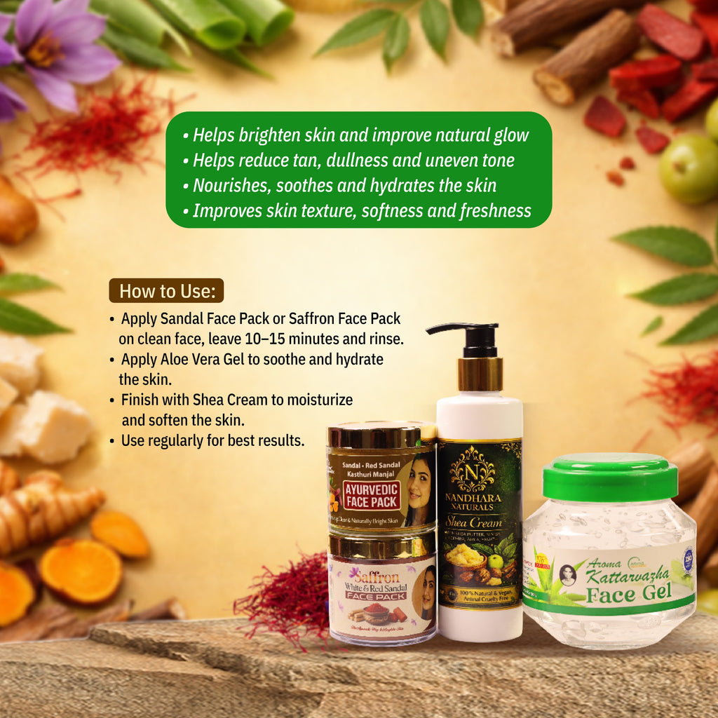 saffron face pack50gm+shea cream 200gm+aloe vera gel 500gm